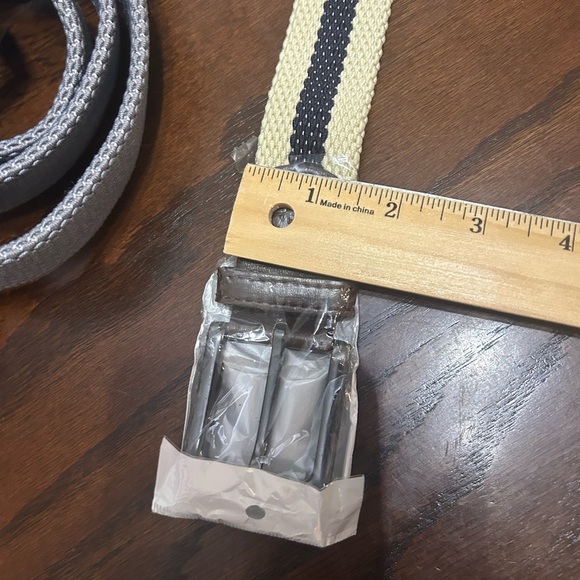 Boston Scott Golf Mens Belt Size 36 Brown Leather and Canvas Silver Tone Buckle - Picture 5 of 5